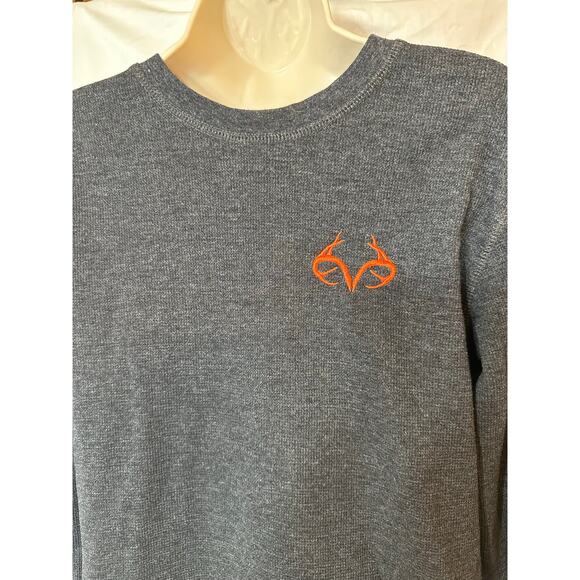 Realtree Gray Orange Logo Long Sleeve Soft Cozy Outdoor Top Men’s M - Picture 3 of 6